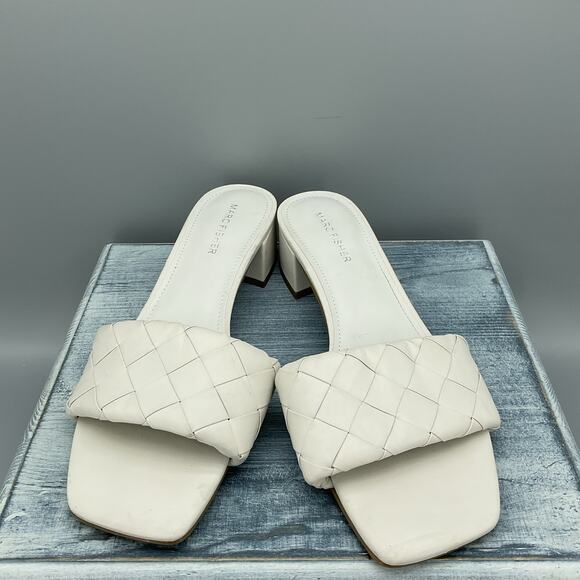 New Marc Fisher Women’s Casper Slip-on Block Heel Sandals White Size 9M - Picture 3 of 10